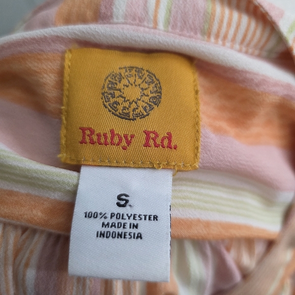 Ruby Rd. Springtime Stripe Button Up Sleeve Top Size S - Picture 11 of 12